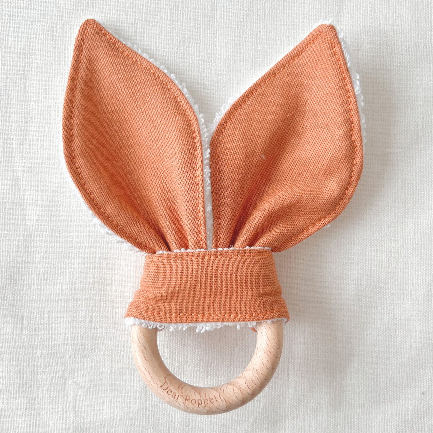 Cotton-Linen Wooden Ring Teether