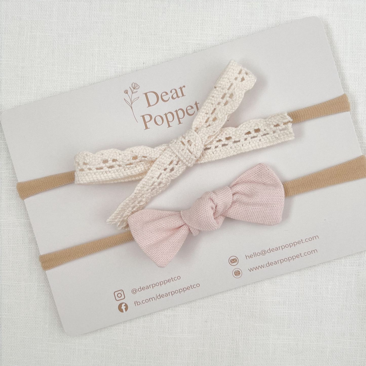 Lace + Blush Linen Baby Hair Bow