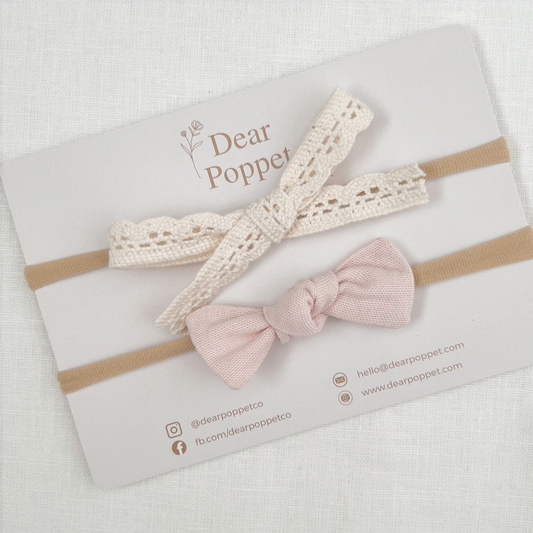 Lace + Blush Linen Baby Hair Bow