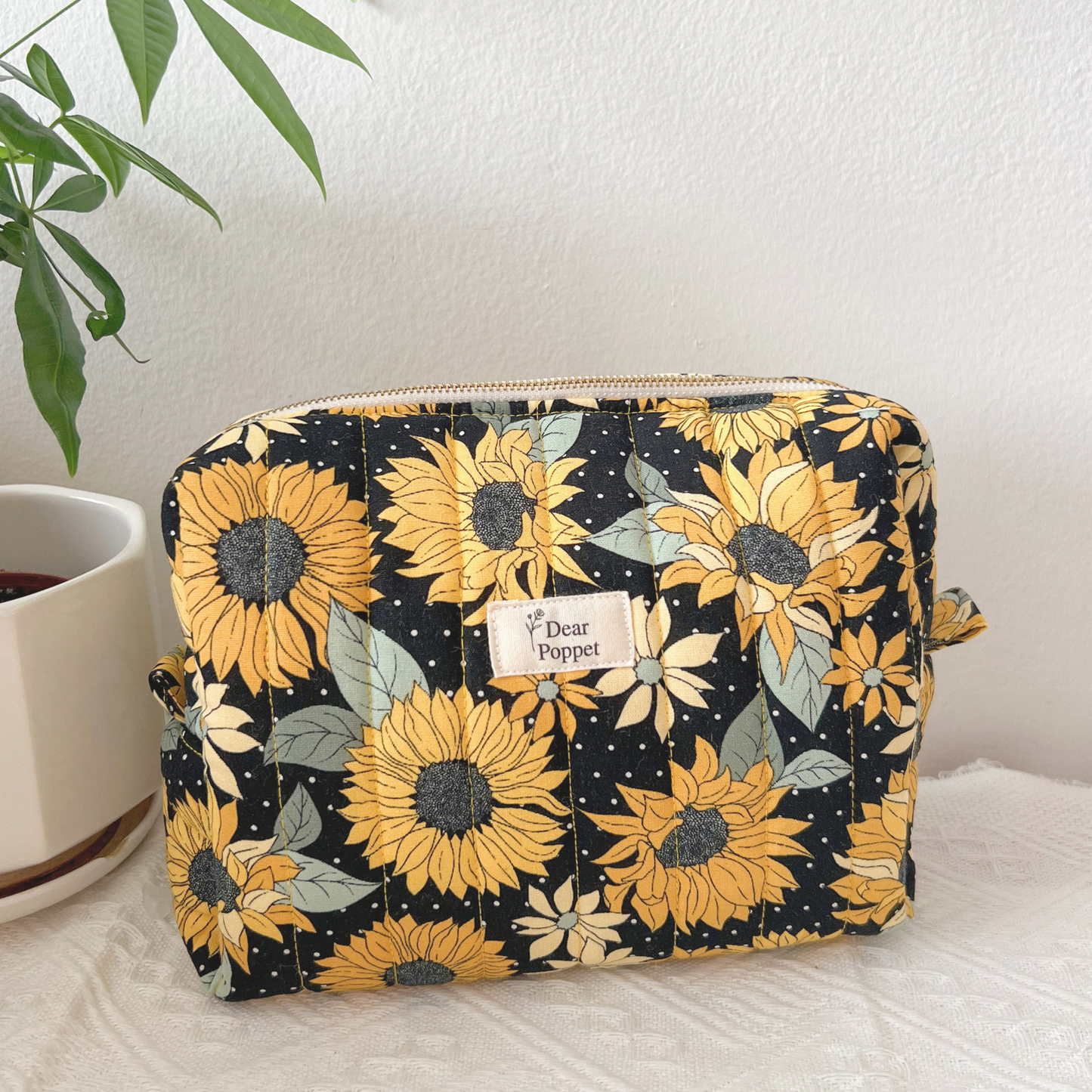 Black Sunflower Boxy Pouch