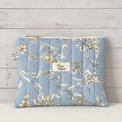 Blue Serene Quilted Zipper Pouch