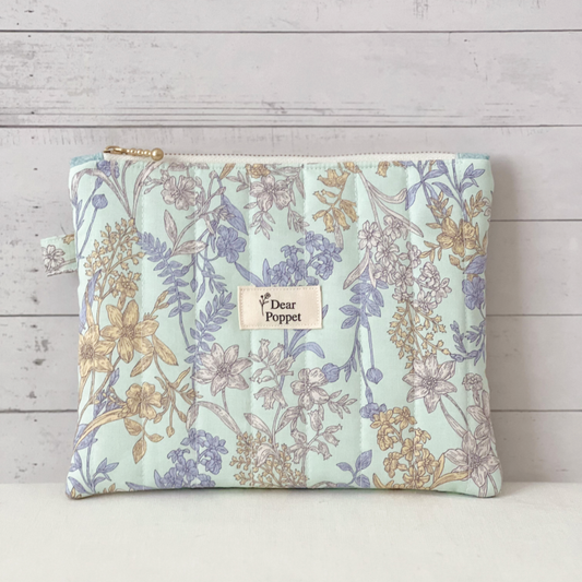 Mint Serene Quilted Zipper Pouch