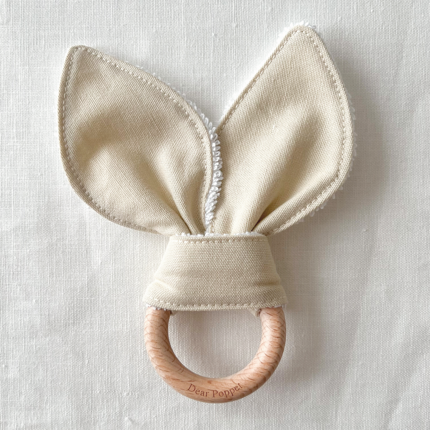 Cotton-Linen Wooden Ring Teether