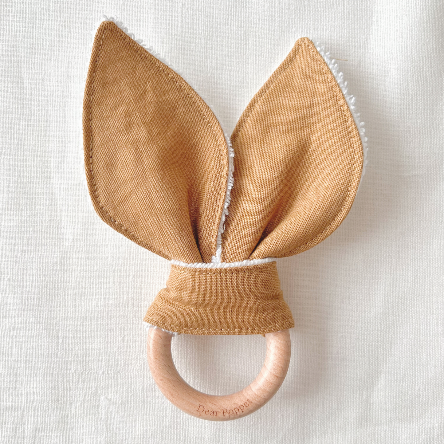 Cotton-Linen Wooden Ring Teether