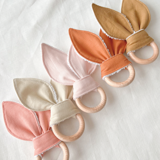 Cotton-Linen Wooden Ring Teether