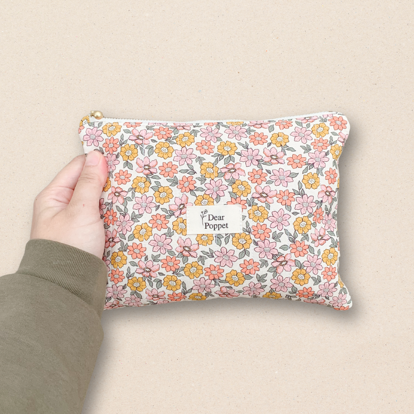 Quilted Zipper Pouch - Chestnut