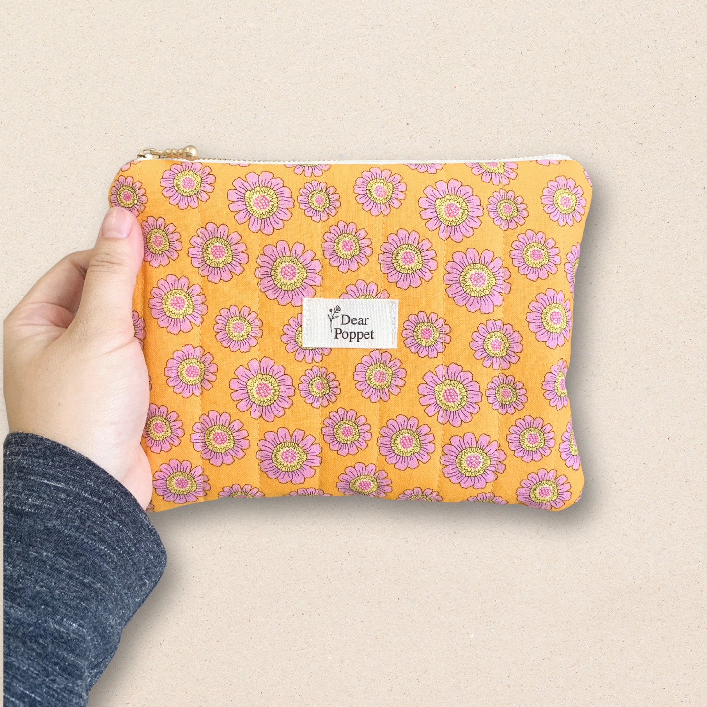 Quilted Zipper Pouch - Rust