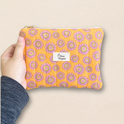 Quilted Zipper Pouch - Rust